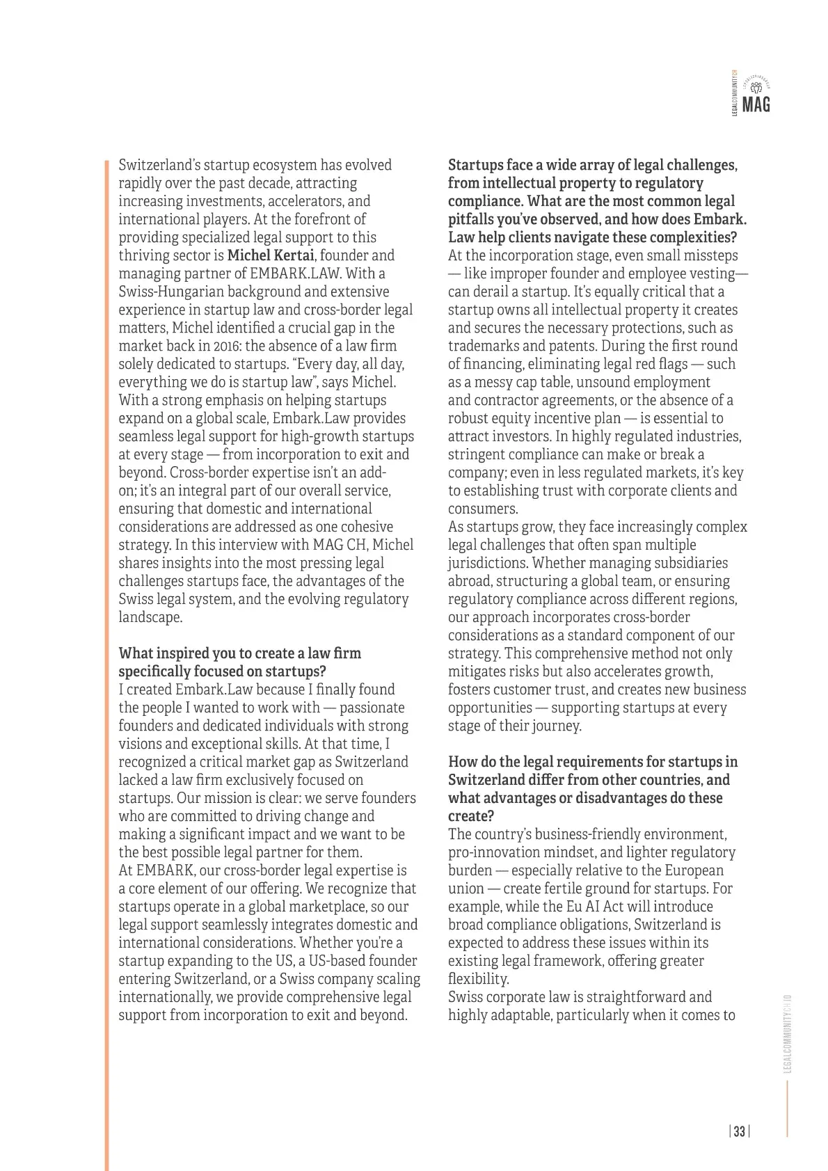 Magazine page 33: interview with Michel Kertai, continued
